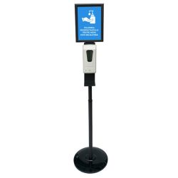 Stand with Automatic Dispenser for Disinfectant and A4 Frame, black