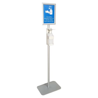 Stand with Manual Dispenser for Disinfectant and A4 Frame v2