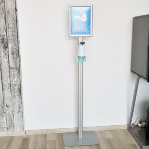 Stand with Automatic Dispenser for Disinfectant and A4 Frame v3