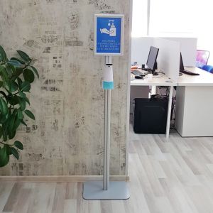 Stand with Automatic Dispenser for Disinfectant and A4 Frame v3